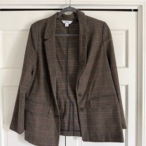 Old Navy Brown Plaid Blazer Jacket - Tailored Women's Suit Jacket